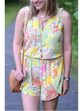 NWT Lilly Pulitzer for Target Yellow Challis Romper in Happy Place- Size Medium